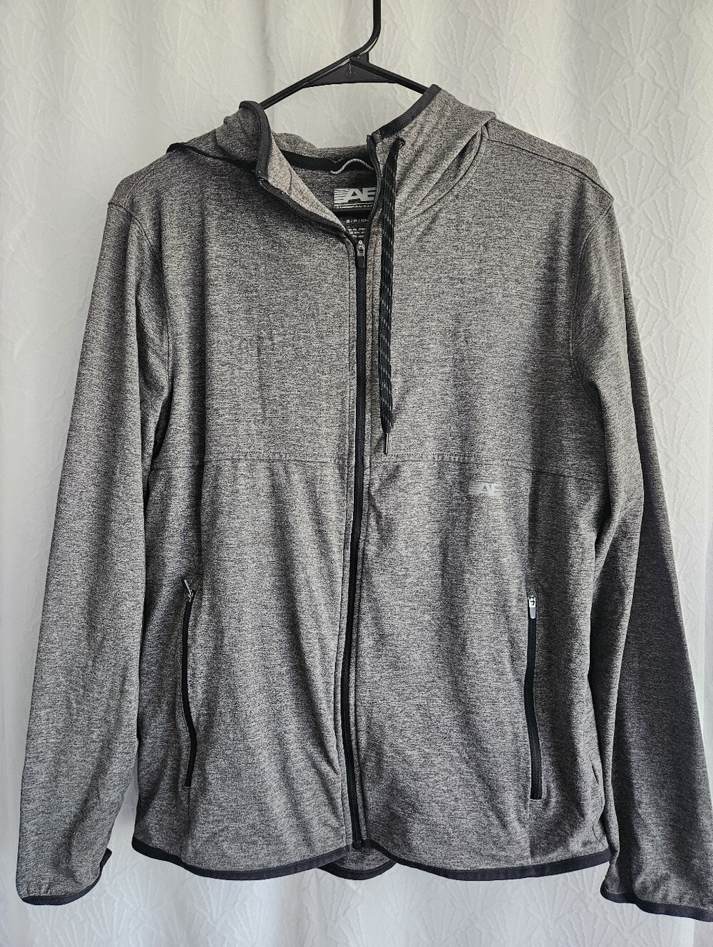 American Eagle Heather Gray Full-Zip Hoodie Small